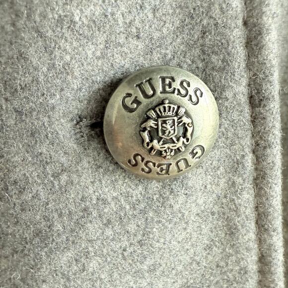 Guess Coat Wool Blend Shawl Collar Peacoat Double Breasted Womens S Preppy Y2K - Picture 7 of 13